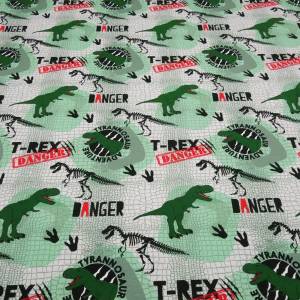 Stoff Baumwolle French Terry Sweatshirtstoff mit Dinos Dinosaurier Design grün grau schwarz Kleiderstoff Kinderstoff Bild 3