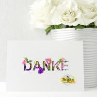 Digipaper mit Text "Danke" und Rosen Deko Bild 1