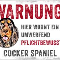 Hundeschild WARNUNG! mit Cocker Spaniel, wetterbeständiges Warnschild Bild 1