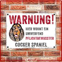 Hundeschild WARNUNG! mit Cocker Spaniel, wetterbeständiges Warnschild Bild 2