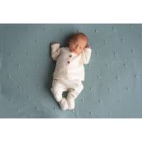 Babyanzug, gestrickt, Bio-Baumwolle, 2-teilig, mit Füßlingen, wollweiß, Gr. 50/56 Bild 1
