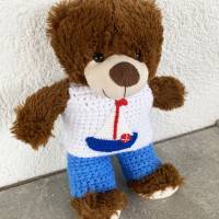 Trägerhose und Shirt  für Teddy 30 cm mit Segelboot  sofort lieferbar Bild 3