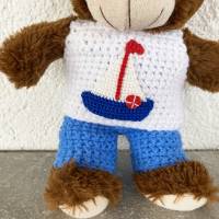 Trägerhose und Shirt  für Teddy 30 cm mit Segelboot  sofort lieferbar Bild 4