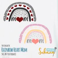 Geschenk für Mama Regenbogen mit Herz und Mom Plotterdatei SVG DXF EPS Bild 1
