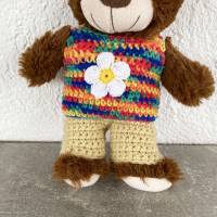 Trägerhose und Shirt  für Teddy 30 cm mit   Gänseblümchen Bild 4