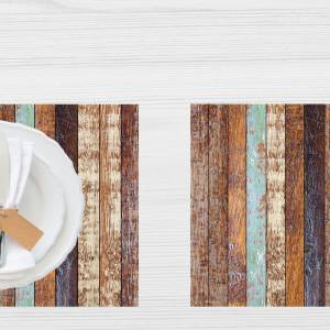 Tischsets I Platzsets abwaschbar - Holzoptik gestreift shabby look- aus Premium Vinyl - 4 Stück - 44 x 32 cm - rutschfes Bild 3