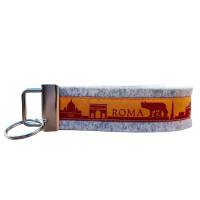 Schlüsselanhänger Schlüsselband Wollfilz hellgrau Webband Roma Skyline orange rot Geschenk! Bild 1