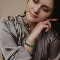 Damen Edelsteinen Armband aus Quarz Malachit und Hämatit mit 925 STERLING SILBER Bild 7