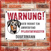 Hundeschild WARNUNG! mit Dobermann, wetterbeständiges Warnschild Bild 2