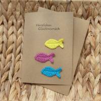 Grusskarte mit Fisch, Glückwunschkarte Taufe Kommunion Firmung Konfirmation, Klappkarte handgemacht, Geldgeschenk Bild 4