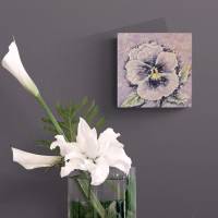 STIEFMÜTTERCHEN - kleines Blumenbild auf Leinwand mit Glitter 15cmx15cm, Christiane Schwarz Bild 3