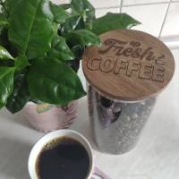 Vorratsglas mit Holzdeckel mit Gravur ~Fresh Coffee~ Bild 3