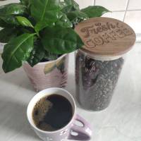 Vorratsglas mit Holzdeckel mit Gravur ~Fresh Coffee~ Bild 4