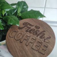 Vorratsglas mit Holzdeckel mit Gravur ~Fresh Coffee~ Bild 5