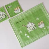 Set mit 2 Untersetzer "Green Tea" grün, genäht Bild 1