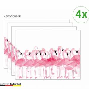 Tischsets I Platzsets abwaschbar - Tropische Flamingos - 4 Stück - 40 x 30 cm - rutschfeste Tischdekoration Premium-Viny Bild 1