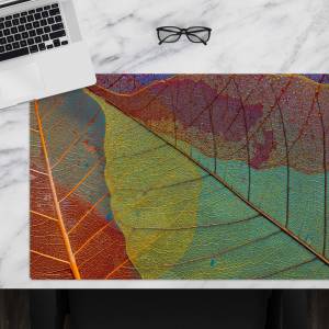 Schreibtischunterlage –  Blattadern in Herbstfarben – 60 x 40 cm – Schreibunterlage aus erstklassigem Premium Vinyl – Ma Bild 1