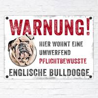 Hundeschild WARNUNG! mit Englischer Bulldogge, wetterbeständiges Warnschild Bild 2