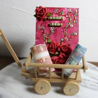 Geldgeschenk LEITERWAGEN ROSEN zu Ostern Muttertag Valentintstag Vatertag Geburtstag Abschied Hochzeit Konfirmation Bild 2