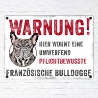 Hundeschild WARNUNG! mit Französischer Bulldogge, wetterbeständiges Warnschild Bild 2