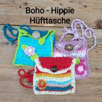 Boho-Hippie Hüfttasche, bunt gehäkelt Bild 1