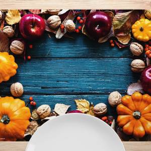 Tischsets I Platzsets abwaschbar - Herbstliches Dekor - aus Premium Vinyl - 4 Stück - 44 x 32 cm - rutschfeste Tischdeko Bild 2