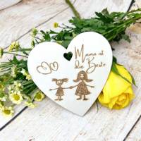 Muttertag, Zeichnung vom Kind graviert, Holzanhänger für Geschenke oder Blumenstrauß Bild 6