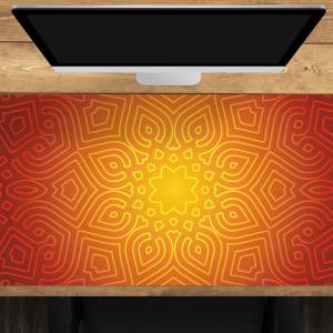 Schreibtischunterlage XXL – Mandala rot-gelb – 100 x 50 cm – Schreibunterlage für Kinder aus erstklassigem Premium Vinyl Bild 1