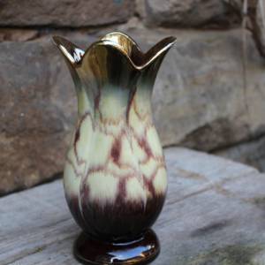BAY Vase 5361 /18 Laufglasur Keramik Goldrand 40er 50er Jahre Bild 2