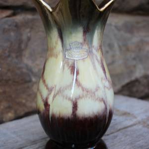 BAY Vase 5361 /18 Laufglasur Keramik Goldrand 40er 50er Jahre Bild 4