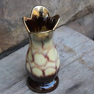 BAY Vase 5361 /18 Laufglasur Keramik Goldrand 40er 50er Jahre Bild 6