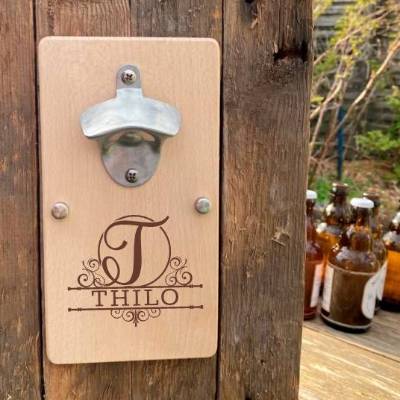 Monogramm Geschenk Vatertag Flaschenöffner Wandflaschenöffner Öffner Papa