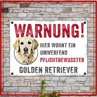Hundeschild WARNUNG! mit Golden Retriever, wetterbeständiges Warnschild Bild 2