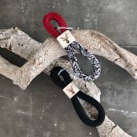 Hirschkopf, Schlüsselanhänger aus Segeltau mit silberfarbenem Schlüsselring Bild 1