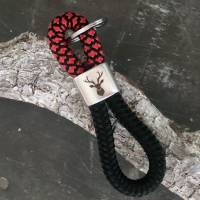 Hirschkopf, Schlüsselanhänger aus Segeltau mit silberfarbenem Schlüsselring Bild 4