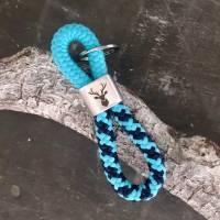 Hirschkopf, Schlüsselanhänger aus Segeltau mit silberfarbenem Schlüsselring Bild 5