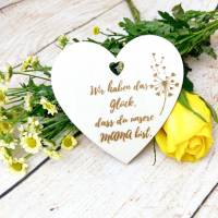 Muttertag, Glück ist eine Mama wie dich zu haben, Holzanhänger für Geschenke oder Blumenstrauß Bild 1