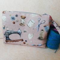 Strickbeutel, Projekttasche, Windeltasche, Stricktasche, Kosmetiktasche, mit Reißverschluß, Clutch Bild 2