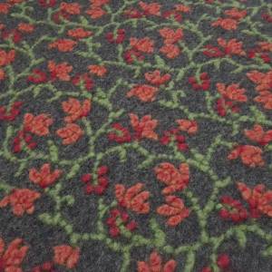 Stoff Ital. Musterwalk Kochwolle Walkloden mit Relief Blumen Ranken grau grün orange rot Mantelstoff Kleiderstoff Bild 2