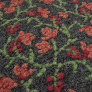 Stoff Ital. Musterwalk Kochwolle Walkloden mit Relief Blumen Ranken grau grün orange rot Mantelstoff Kleiderstoff Bild 3