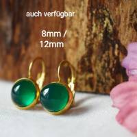 Achat Ohrstecker, grün Achat, 6mm, 8mm, kleine Ohrringe, grün, Gold, rund, Edelstein, Edelstahl, Push-back Bild 7