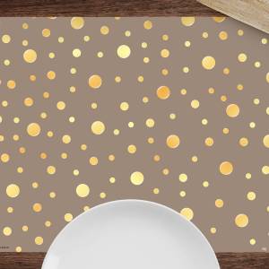 Tischsets I Platzsets abwaschbar - Goldene Punkte - aus Premium Vinyl - 4 Stück - 44 x 32 cm - Tischdekoration - Made in Bild 2