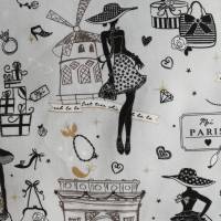 Einkaufstasche, Shopper, Paris-Motive mit Gold- Glitzer , Stofftasche, Stoffbeutel, Bild 4