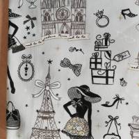 Einkaufstasche, Shopper, Paris-Motive mit Gold- Glitzer , Stofftasche, Stoffbeutel, Bild 5