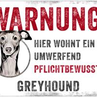 Hundeschild WARNUNG! mit Greyhound, wetterbeständiges Warnschild Bild 1