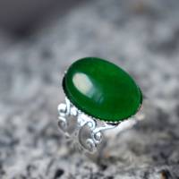 filigraner Ring mit Jade grün, Oval, Statement verstellbar Ring Edelstein, Antik, Silber, grün, Steinring, Geschenk Bild 8