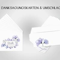 Danksagungskarten Lily , 12 Danke Karten mit Umschlag, Karten mit aquarellem Blumen Motiv, Danke nach Beerdigung Bild 8