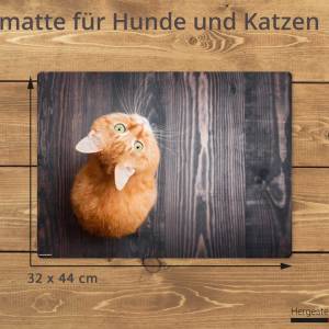 Napfunterlage | Futtermatte „Orange Katze“ aus Premium Vinyl - 44x32 cm - rutschhemmend, abwaschbar, reißfest - Made in Bild 2