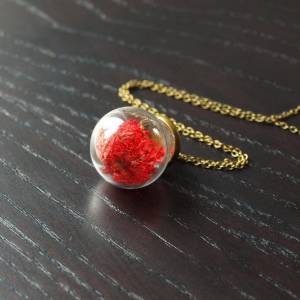 Echte getrocknete Blüten rot Kette Perle Glas Muster nach Wahl Bild 1