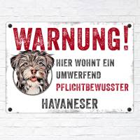 Hundeschild WARNUNG! mit Havaneser, wetterbeständiges Warnschild Bild 2